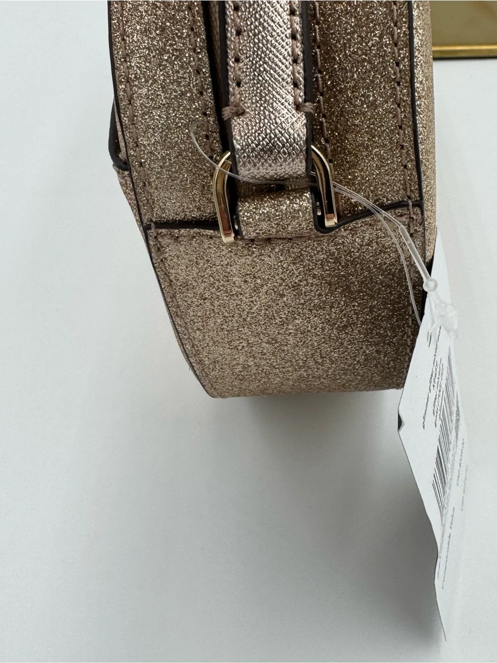kate spade New York Gold Glitter Crossbody Bag w/ Metallic Adjustable Strap NWT - Picture 5 of 11